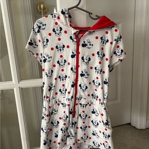 NWOT terry cloth Minnie Mouse Zip-Up romper
